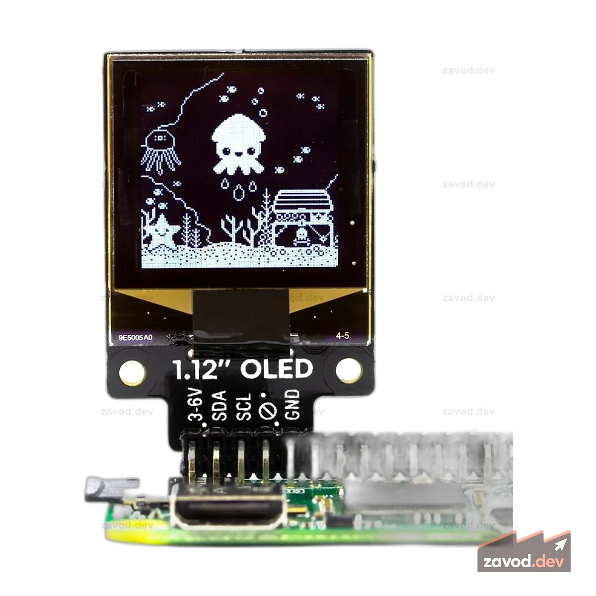 Pimoroni 1,12-дюймовый монохромный OLED-дисплей (128x128, белый/черный) Breakout