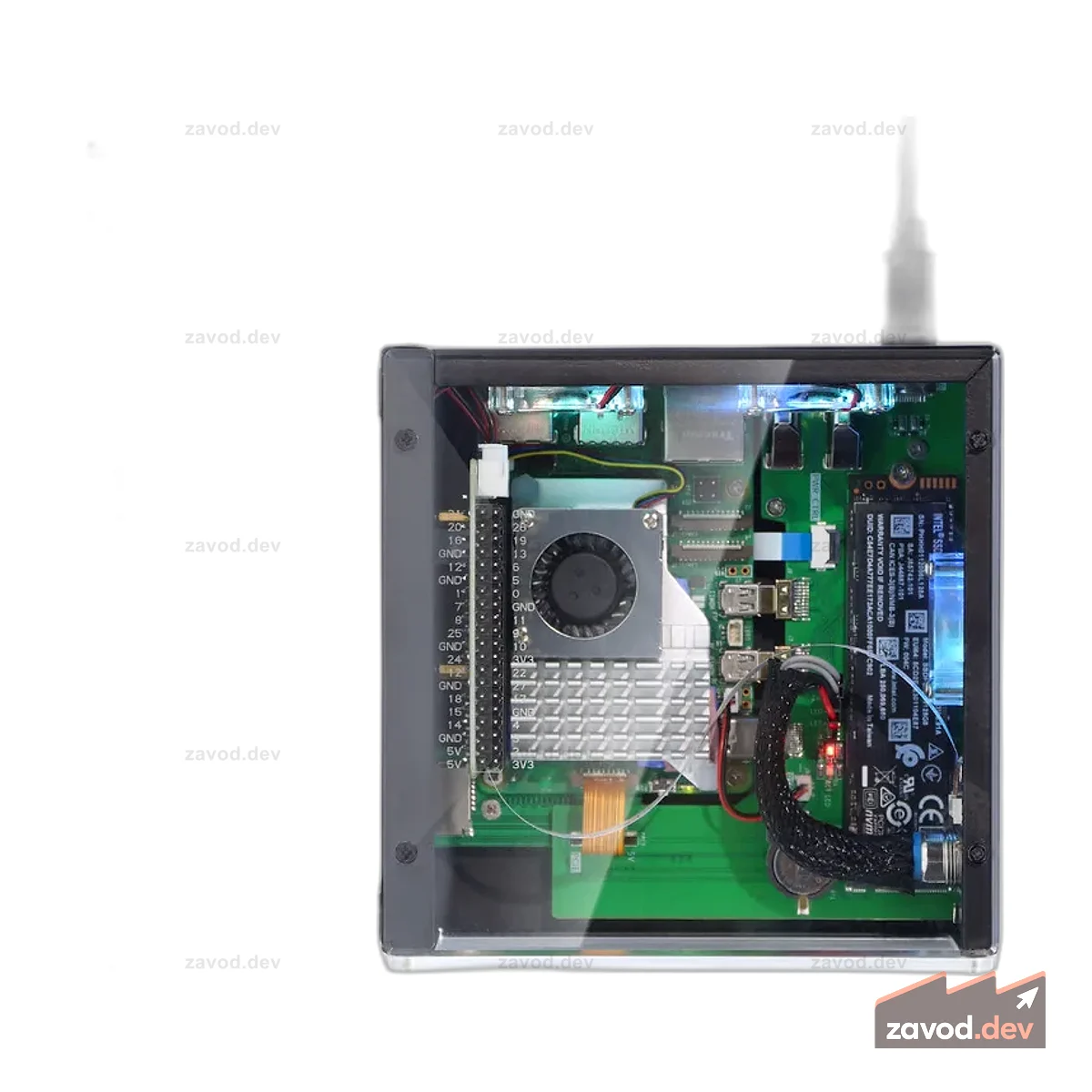 Корпус для мини-ПК с 1,3-дюймовым OLED-экраном для Raspberry Pi 5