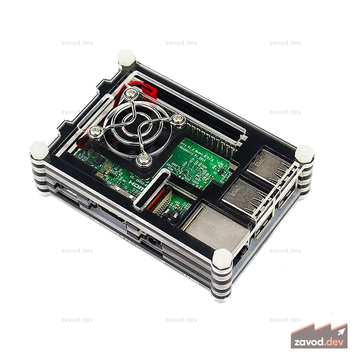 9-слойный акриловый защитный чехол для Raspberry Pi 3B+ с охлаждающим вентилятором