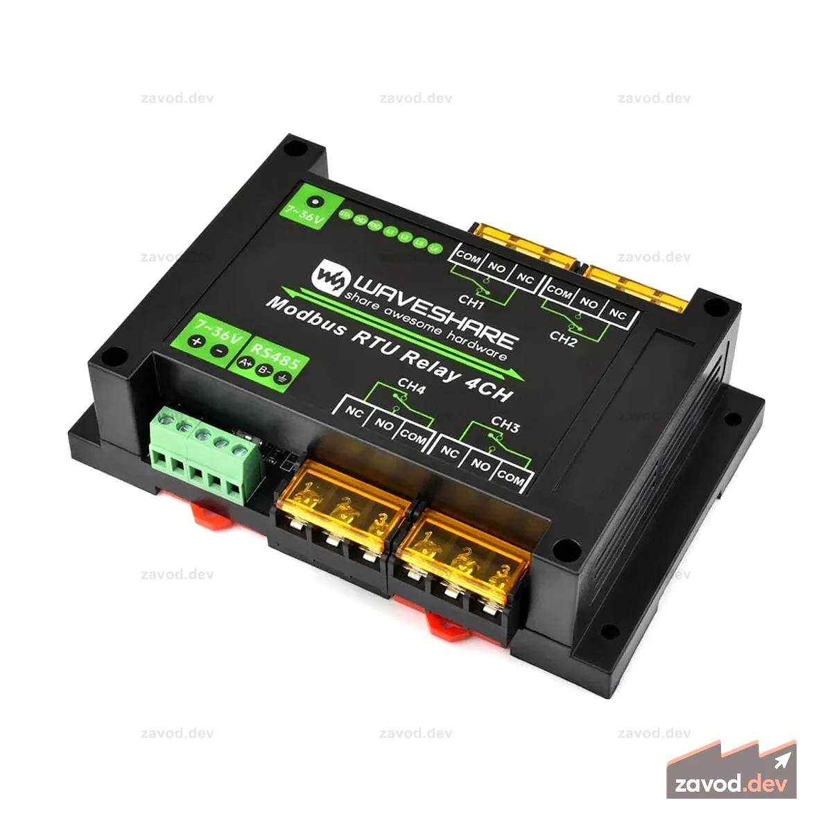 4-канальный релейный модуль Modbus RTU с интерфейсом RS-485