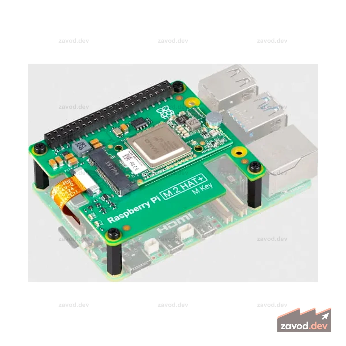 Комплект Raspberry Pi AI с M.2 HAT+ и ускорителем AI Hailo