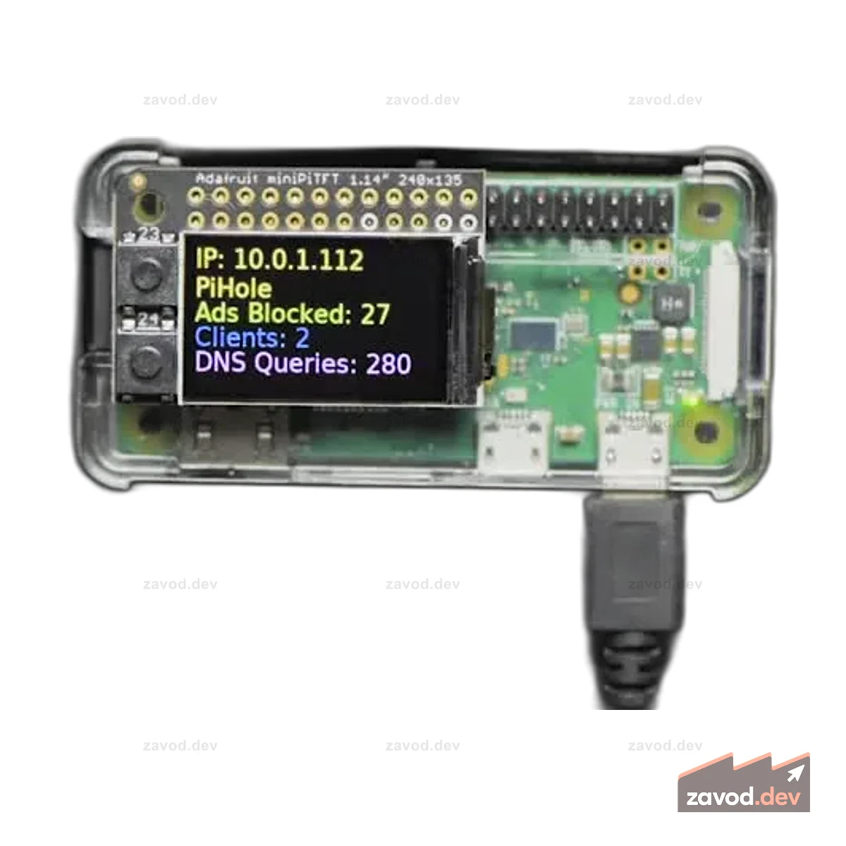 Мини-цветной комплект PiTFT для блокировки рекламы Pi-Hole