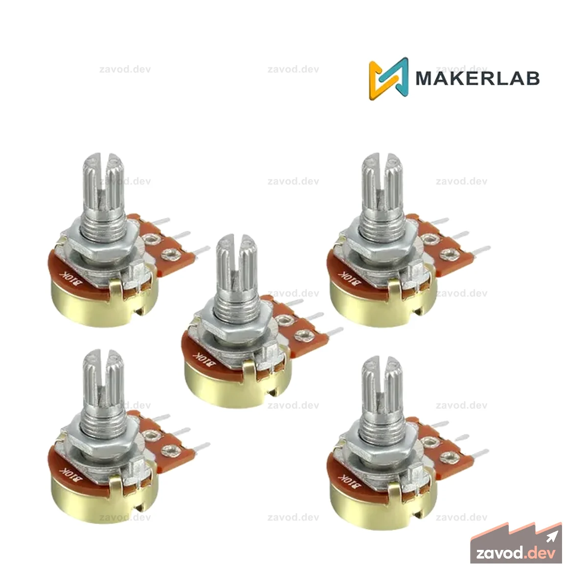 5шт B10кОм Потенциометр Металл