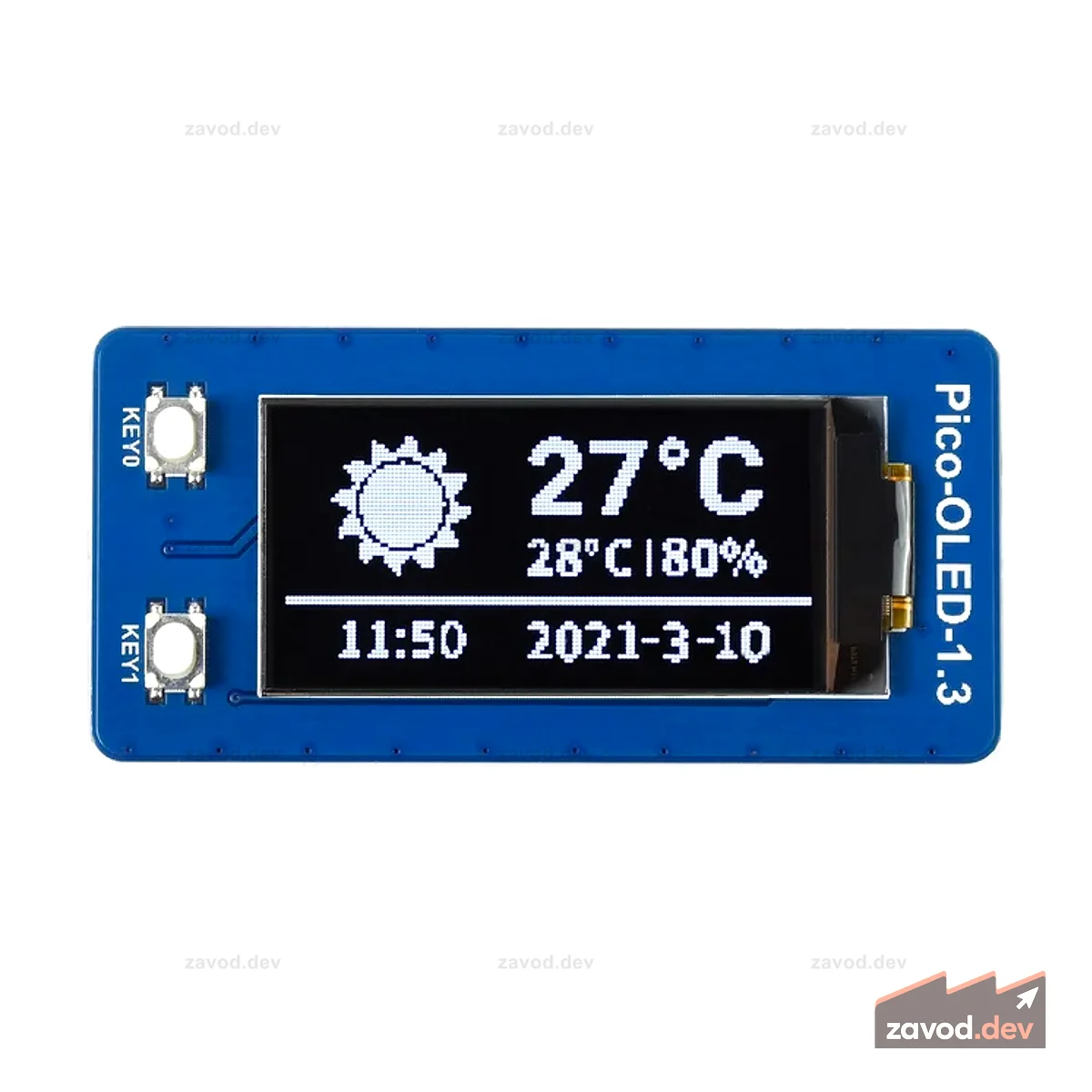 Модуль 1,3-дюймового OLED-дисплея для Raspberry Pi Pico — 64×128 — SPI/I2C
