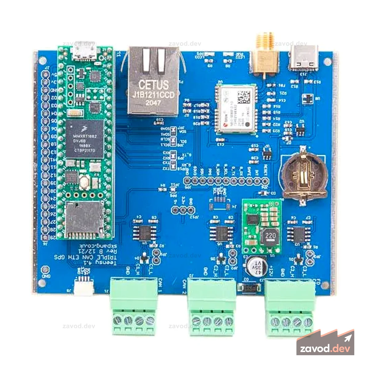 Плата Teensy 4.1 Triple CAN с ETH и u-blox NEO-M8M GNSS