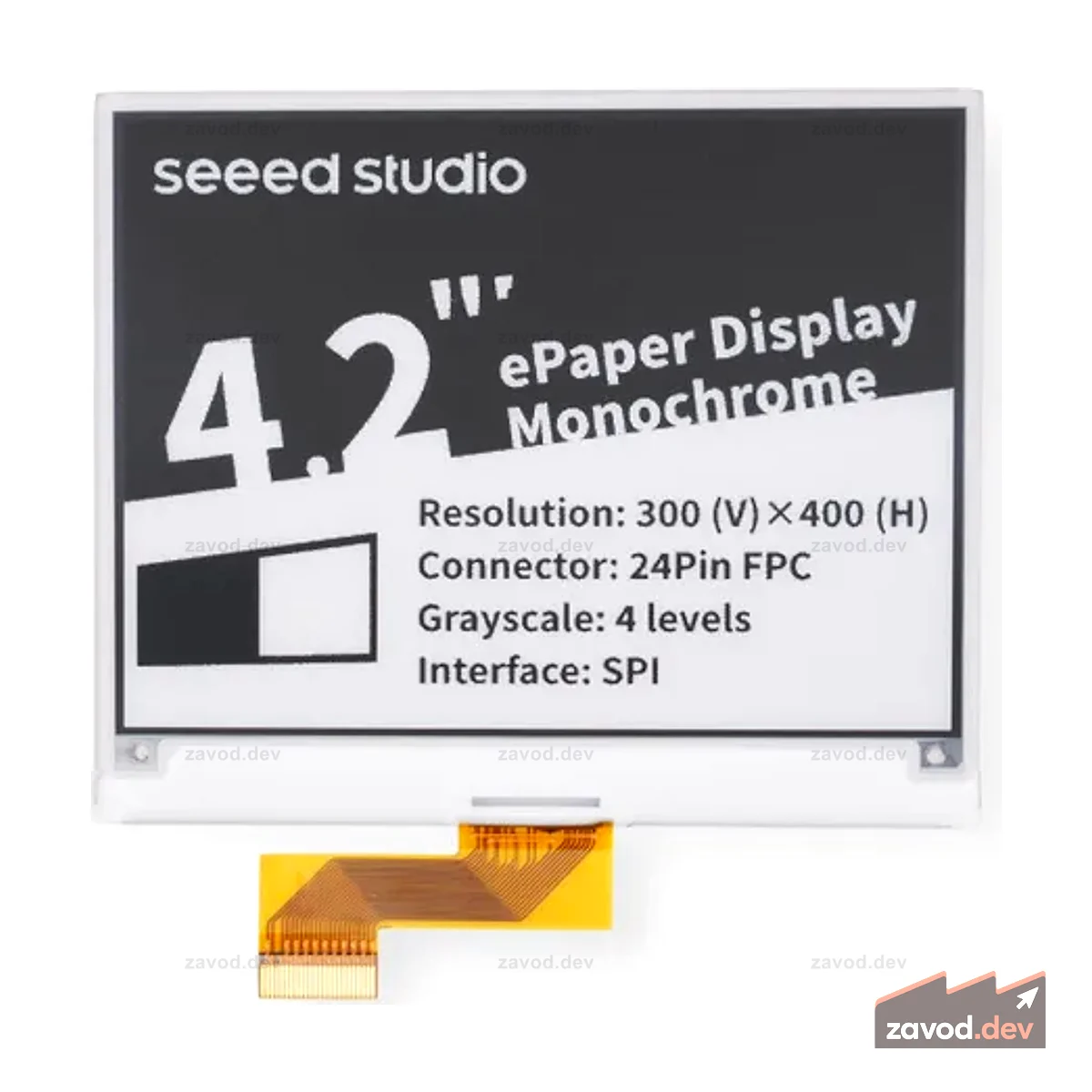 4,2-дюймовый монохромный дисплей eInk/ePaper с разрешением 400x300 пикселей, интерфейс SPI, поддержка XIAO/Arduino