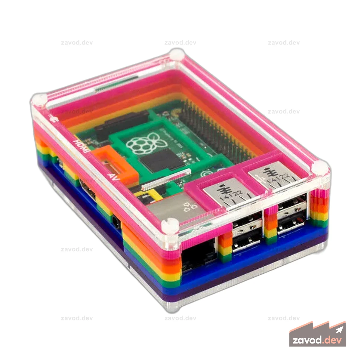 Корпус Pibow Rainbow для Raspberry Pi Model B+