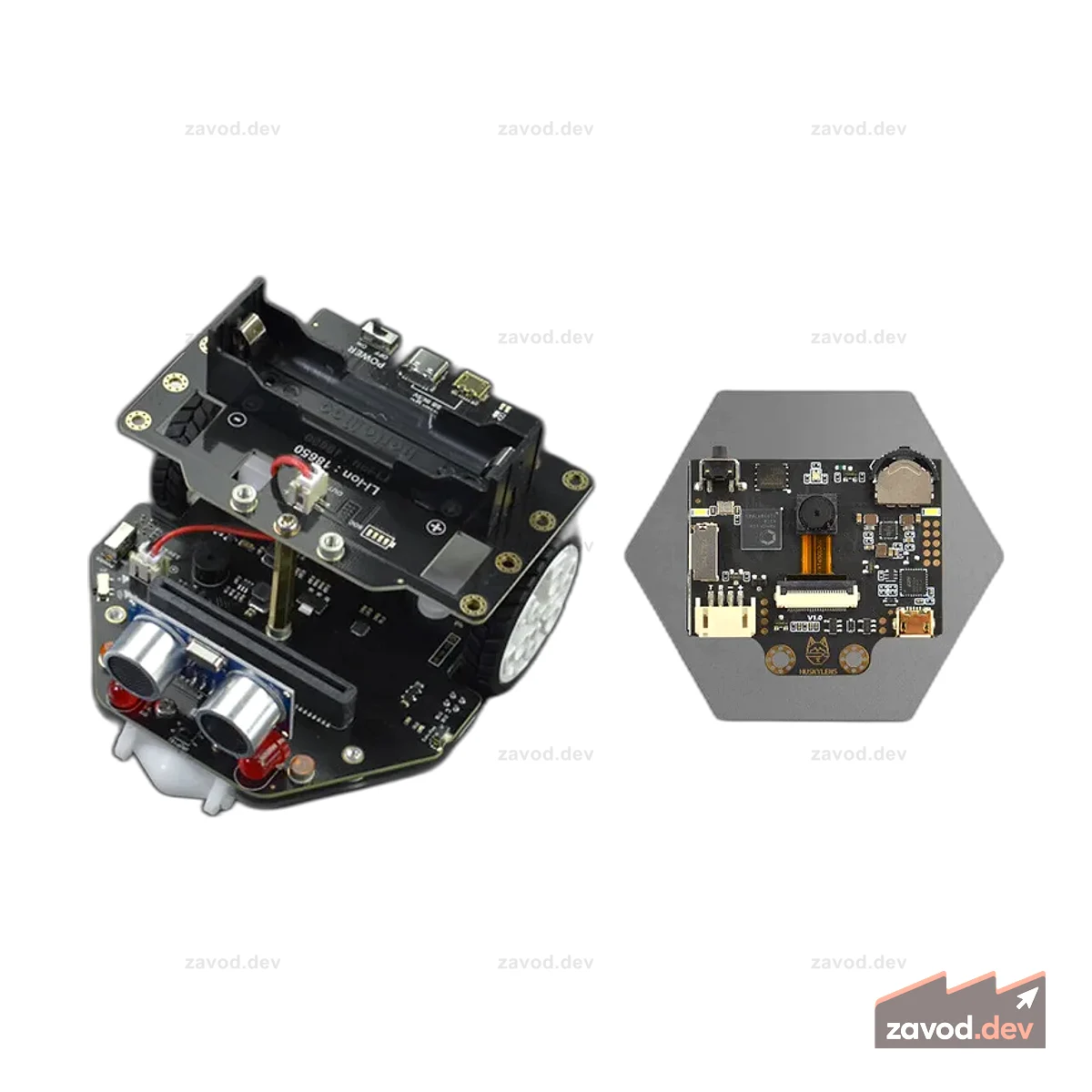 micro:Maqueen Plus V2 (батарея 18650) с линзами HUSKYLENS