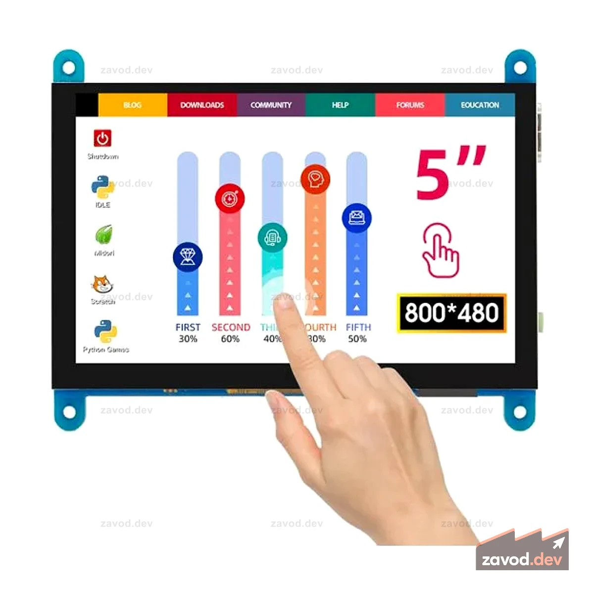 Elecrow RC050 5-дюймовый емкостный сенсорный ЖК-дисплей 800x480 – HDMI Raspberry Pi монитор