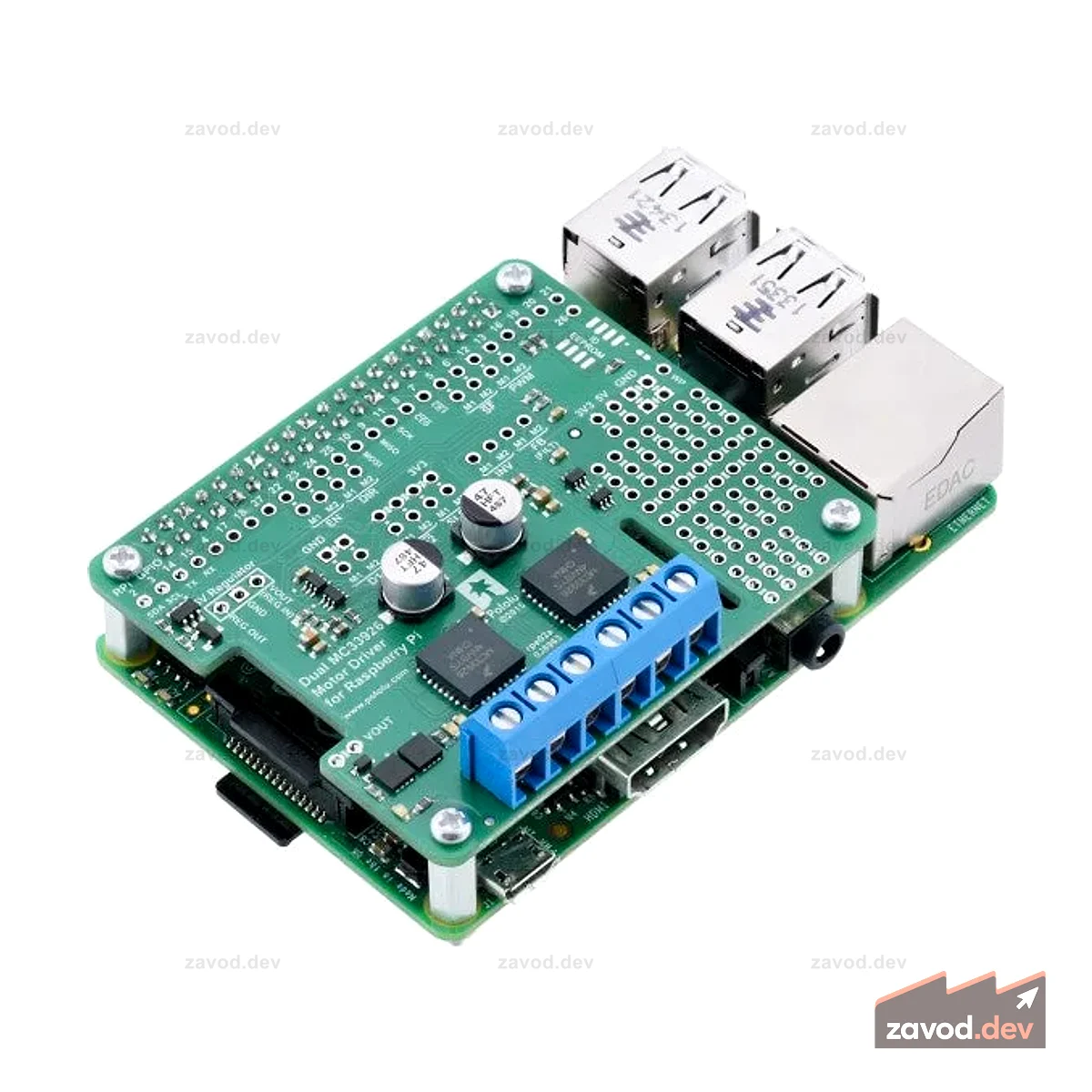 Драйвер двигателя Pololu Dual MC33926 для Raspberry Pi (в сборе)