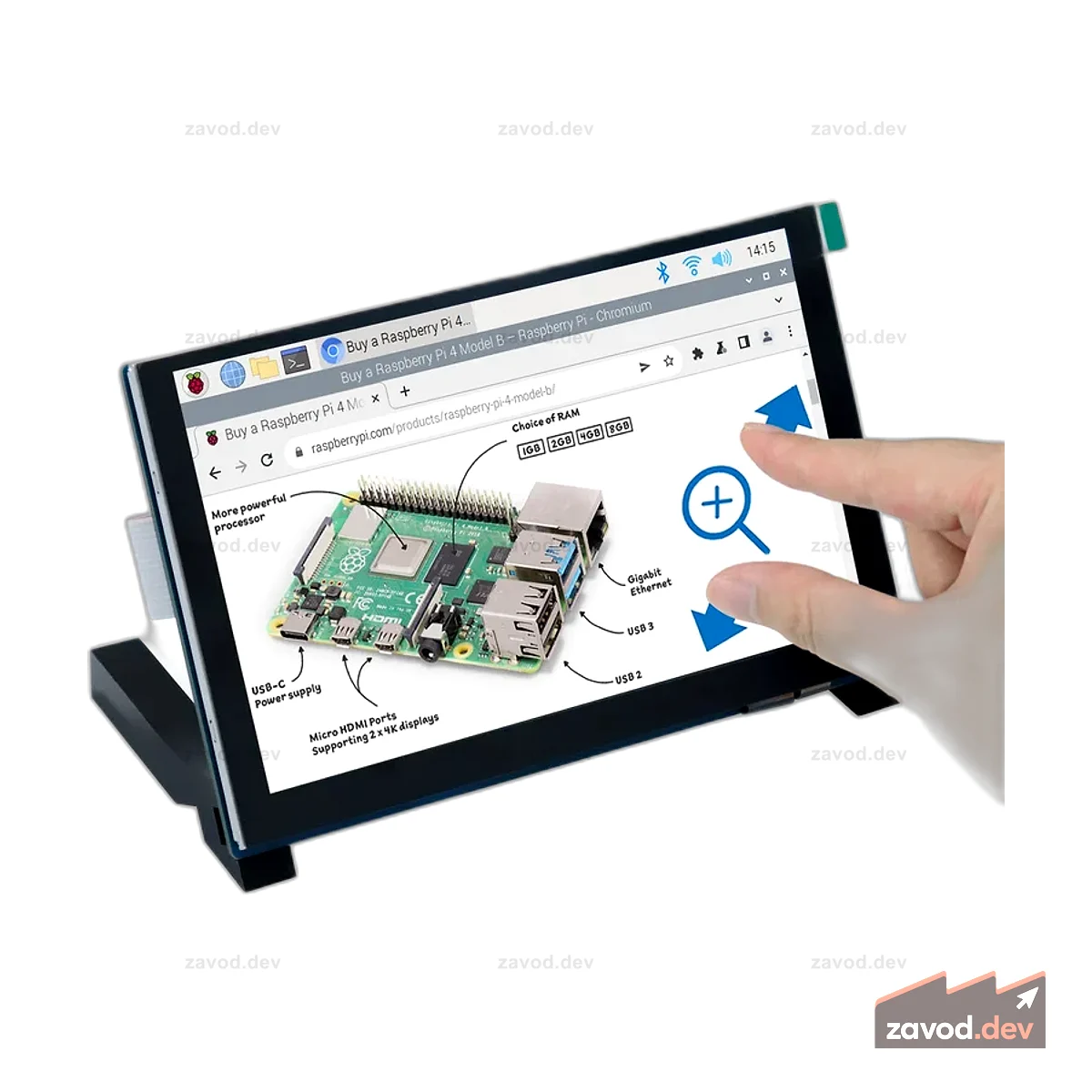 Freenove 5/7-дюймовый сенсорный монитор для Raspberry Pi 5 4 B 3 B+ A+, дисплей IPS / TN с разрешением 800x480 пикселей, 5-точечный сенсорный емкостный экран, порт MIPI DSI без драйверов