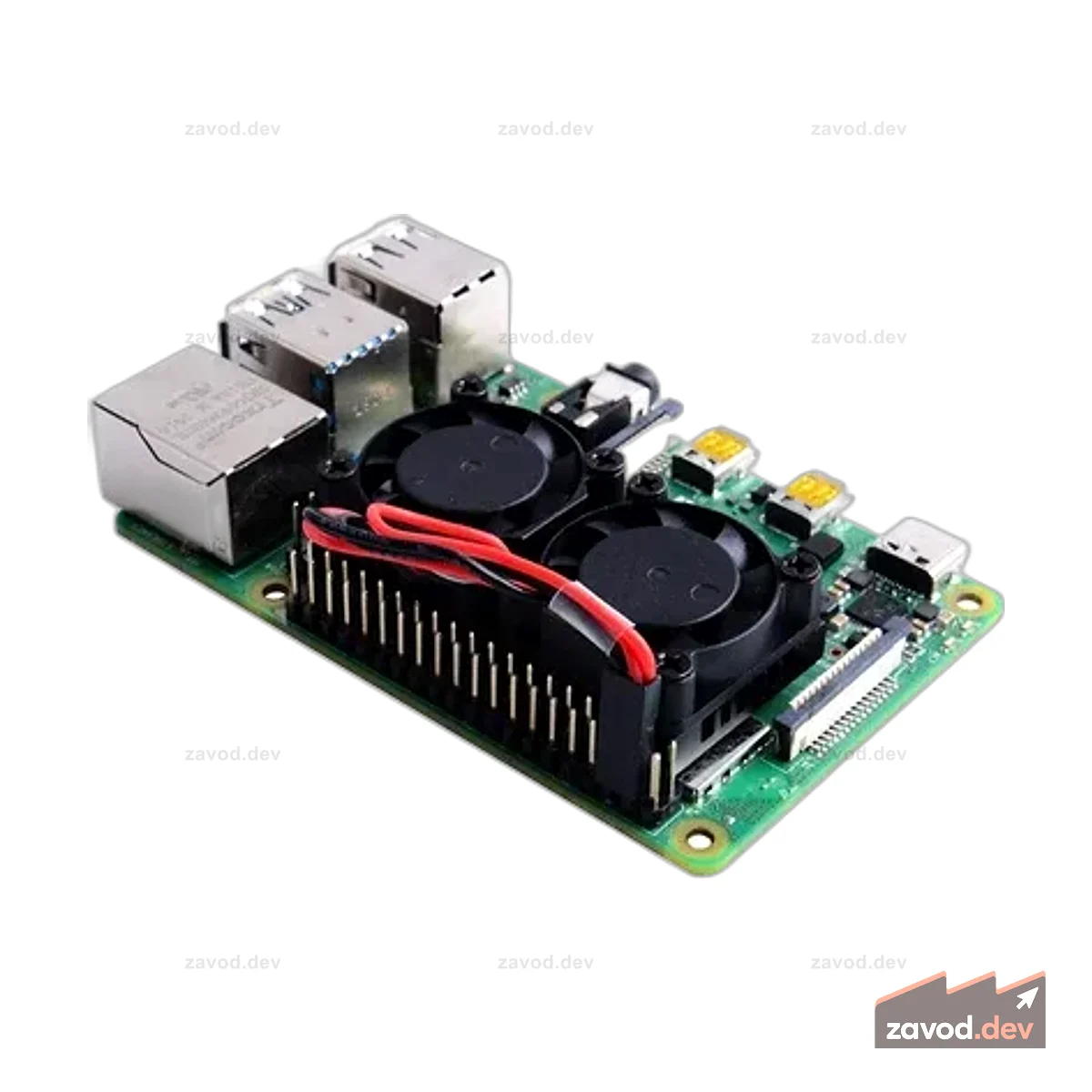 Двойной вентилятор Raspberry Pi с радиатором