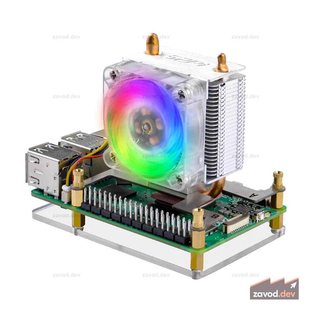 52Pi ICE-Tower Кулер для процессора RGB со светодиодной подсветкой Вентилятор охлаждения для Raspberry Pi 5