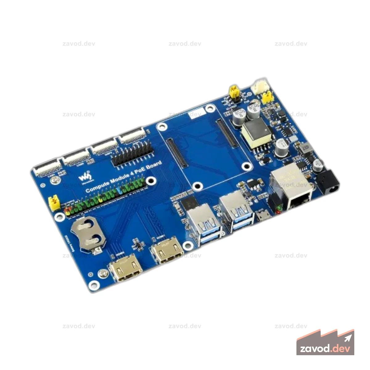 Вычислительный модуль Waveshare Raspberry Pi, 4 платы ввода-вывода с функцией PoE