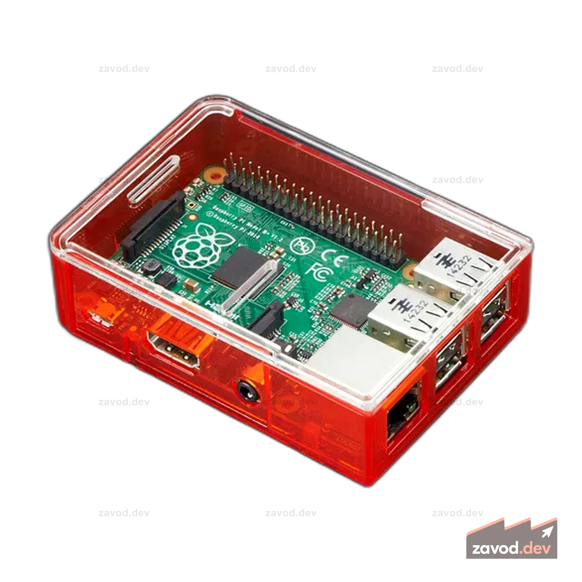 Основание корпуса Pi Model B+ / Pi 2 / Pi 3 — красный