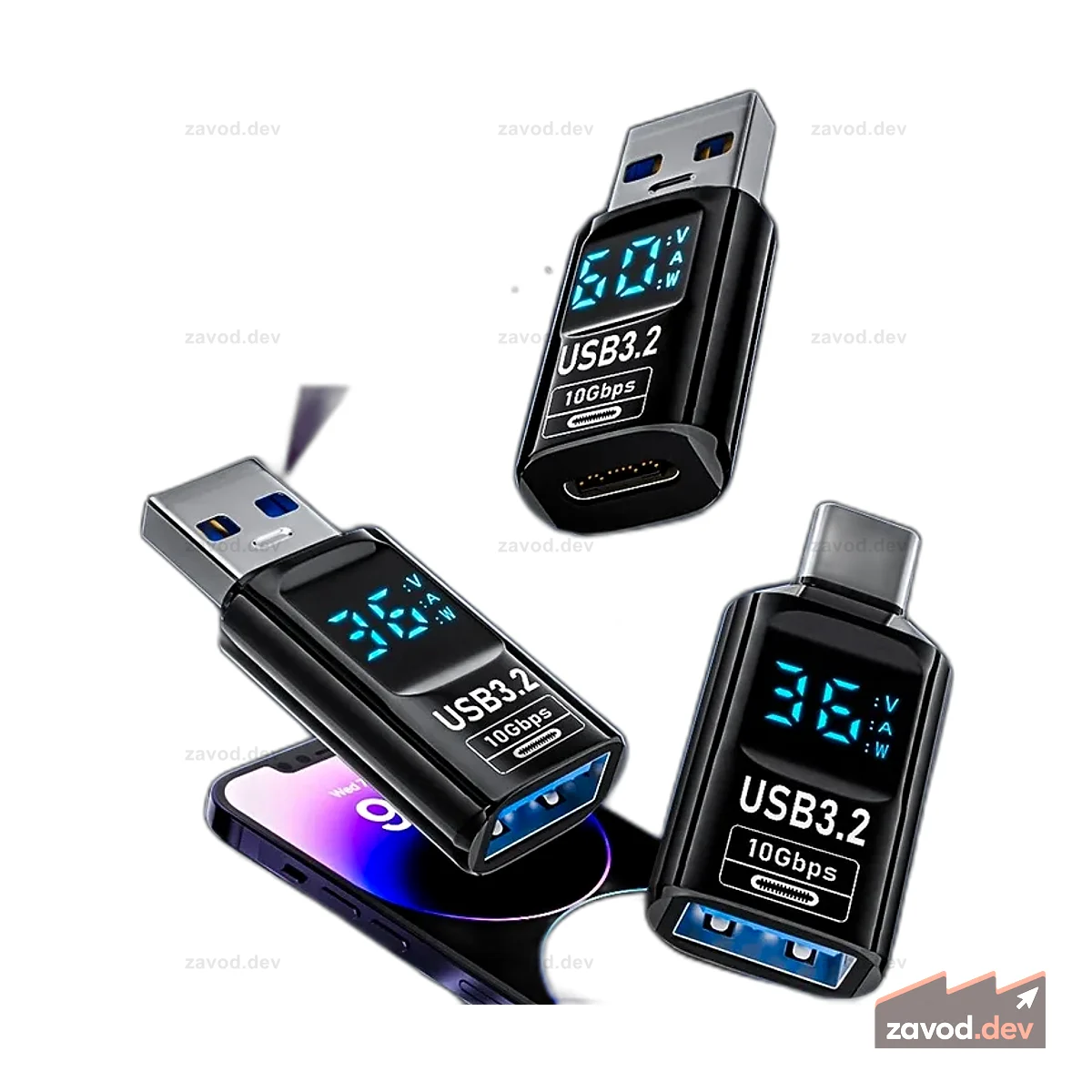 USB 3.2 Адаптер цифрового дисплея 10 Гбит/с USB-папа-USB-мама Конвертер Быстрая зарядка передачи данных Адаптер USB C для ПК-ноутбука