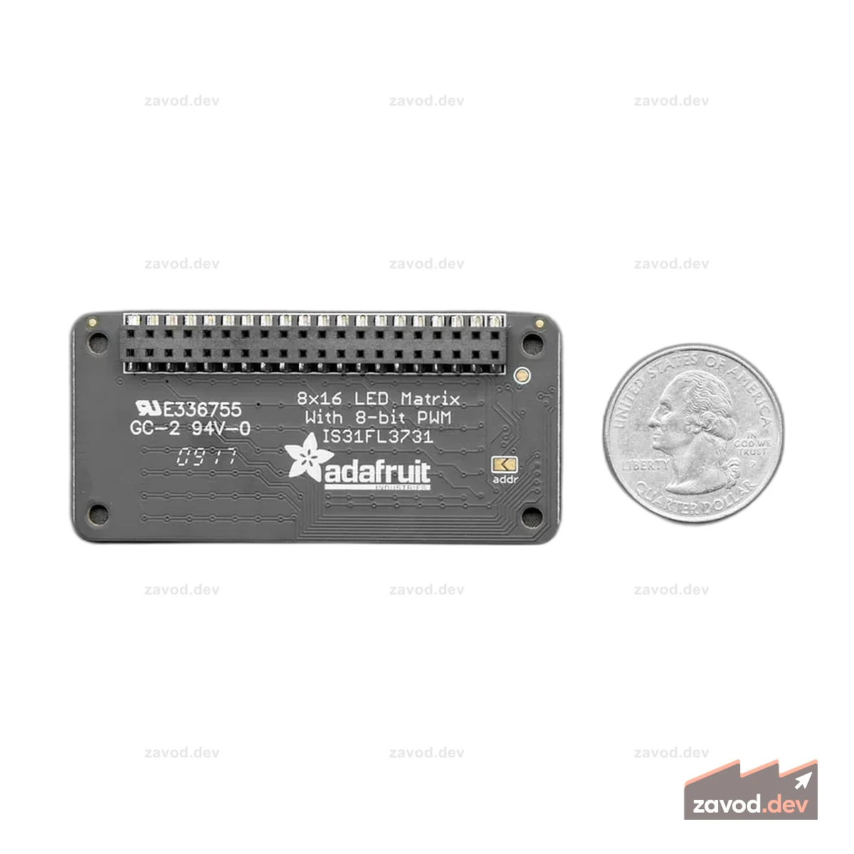 Крышка со светодиодной матрицей Adafruit CharliePlex - 8x16 зеленых светодиодов