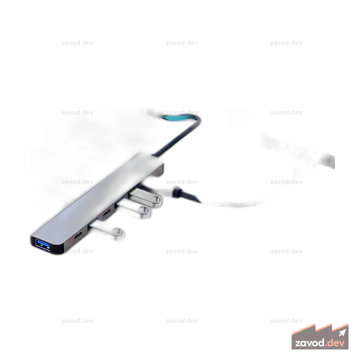 Алюминиевый концентратор USB C 7 в 1 с портами USB 3.0 и USB 2.0