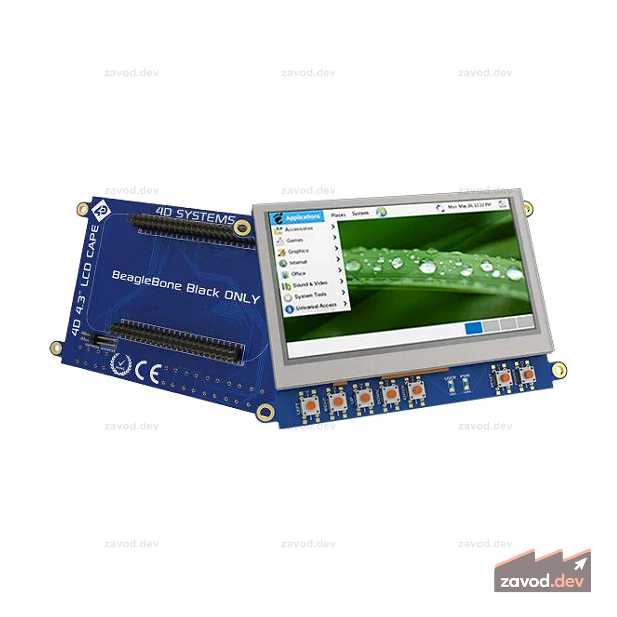 Накидка с ЖК-дисплеем 4.3 для BeagleBone®, черная - сенсорный дисплей