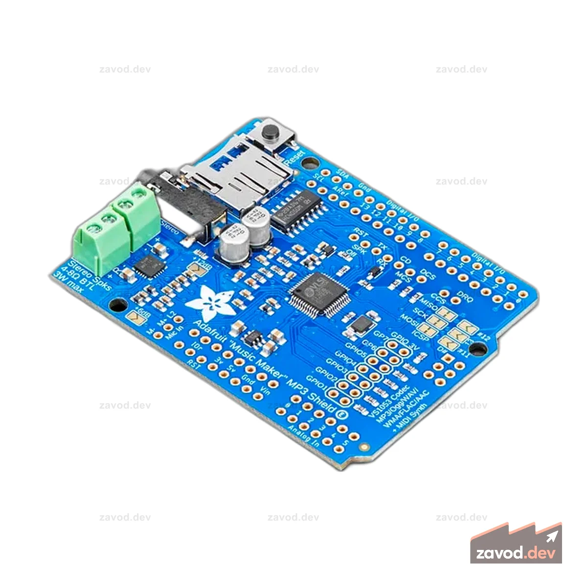 Adafruit "Music Maker" MP3 Shield для Arduino со стереоусилителем 3 Вт v1.0