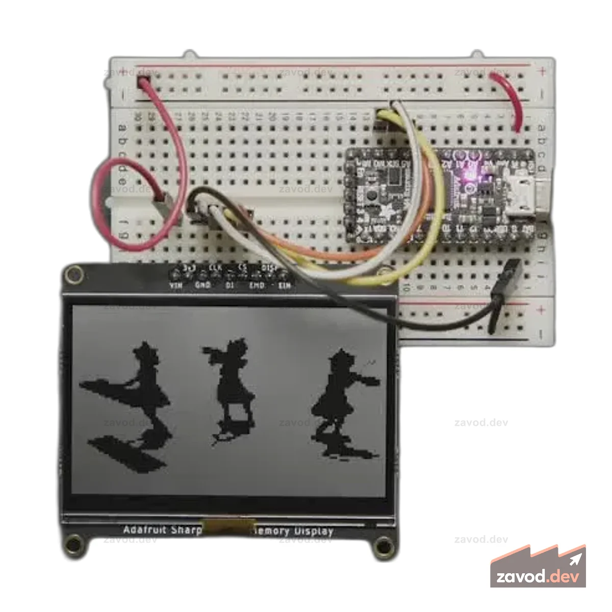 Дисплей Adafruit SHARP с памятью - 2,7 дюйма, монохромный, 400 x 240 пикселей
