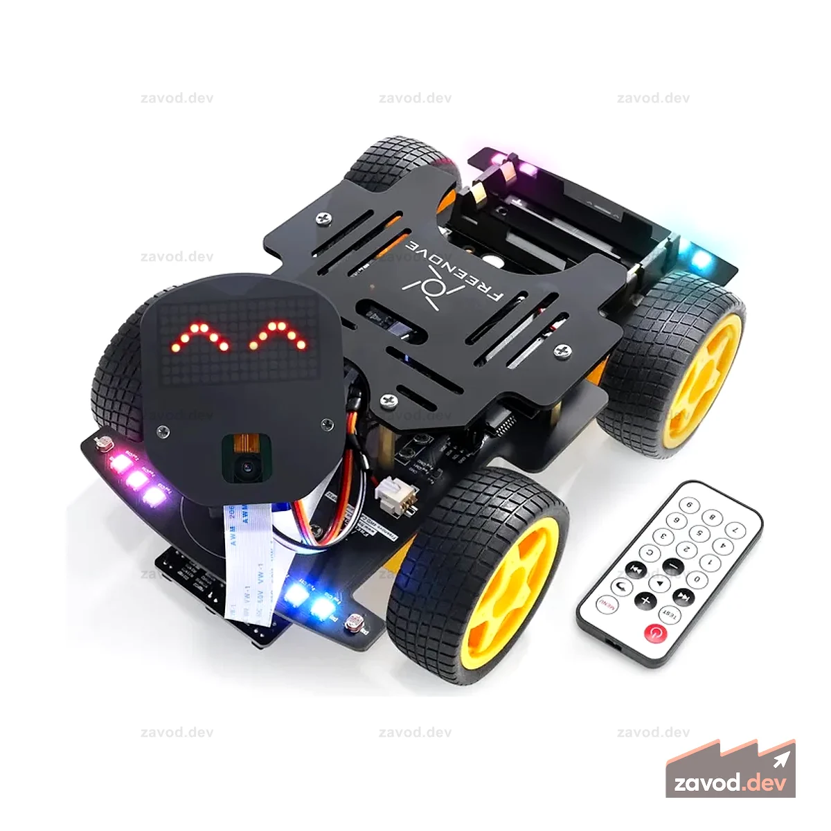 Автомобильный комплект Freenove 4WD для CAM-камеры ESP32 Wi-Fi Bluetooth, двухъядерный 32-битный микроконтроллер 240 МГц, точечная матрица, предотвращение препятствий, отслеживание линий, отслеживание света, цветной свет, приложение