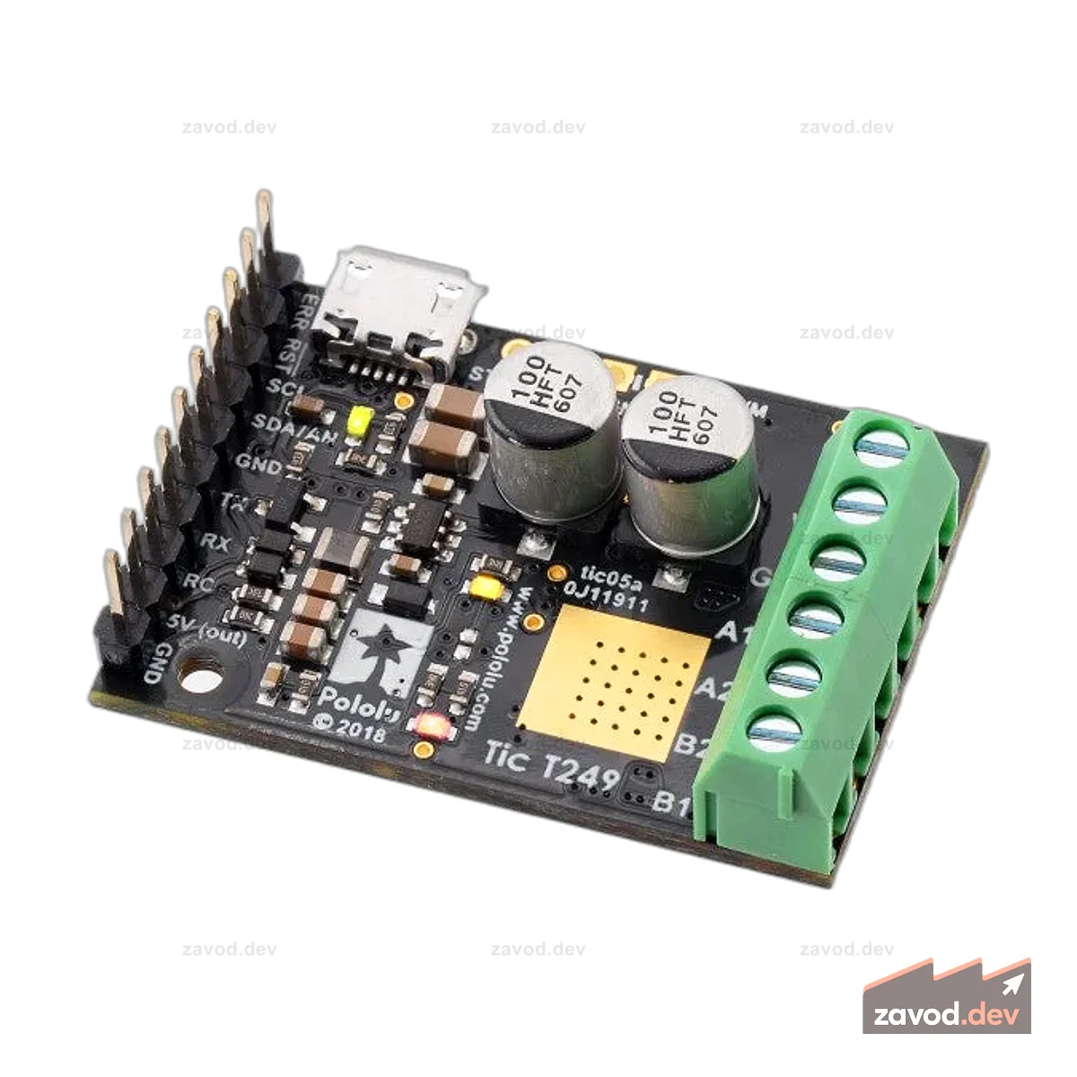 Pololu Tic T249 USB-контроллер шагового двигателя с несколькими интерфейсами (припаянные разъемы)