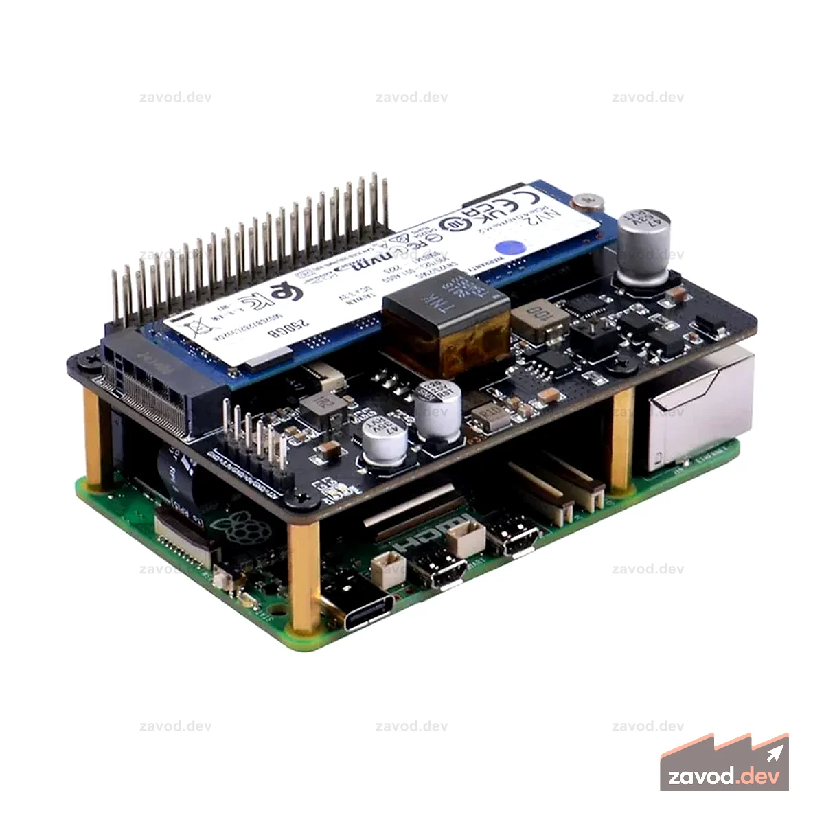 52Pi M.2 NVMe 2280 PoE+ для Raspberry Pi 5