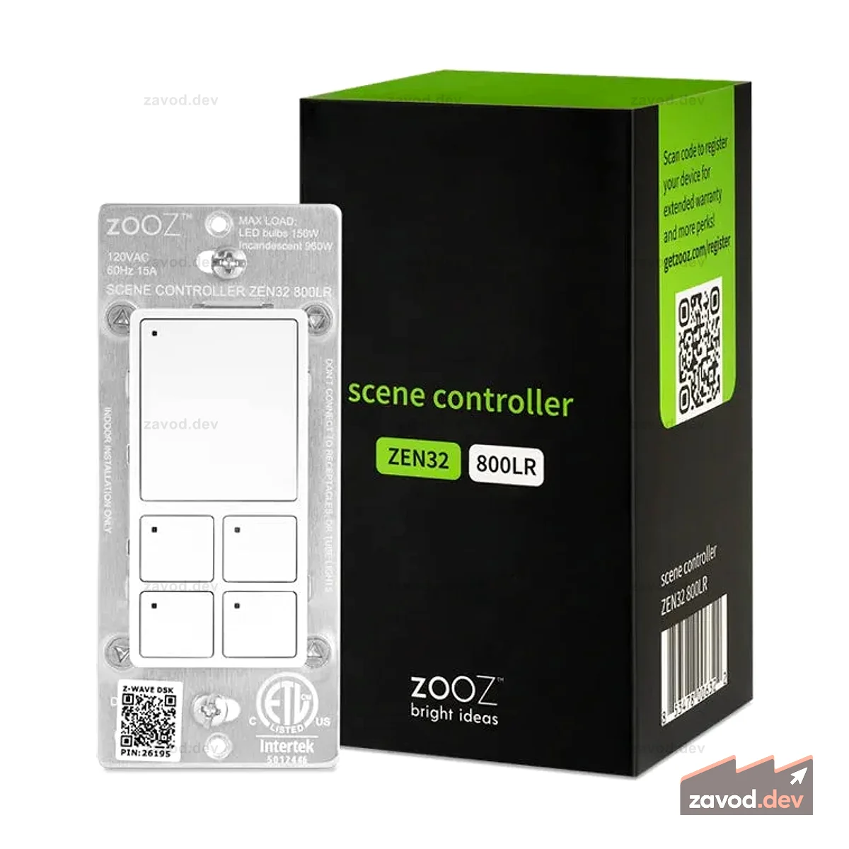 Zooz 800 Series Z-Wave Контроллер сцены дальнего действия ZEN32 800LR