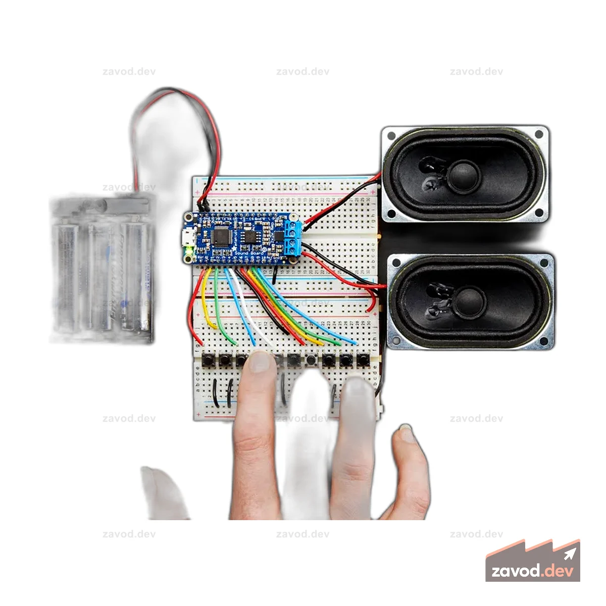 Звуковая плата Adafruit Audio FX + усилитель 2x2 Вт — триггер WAV/OGG — 16 МБ
