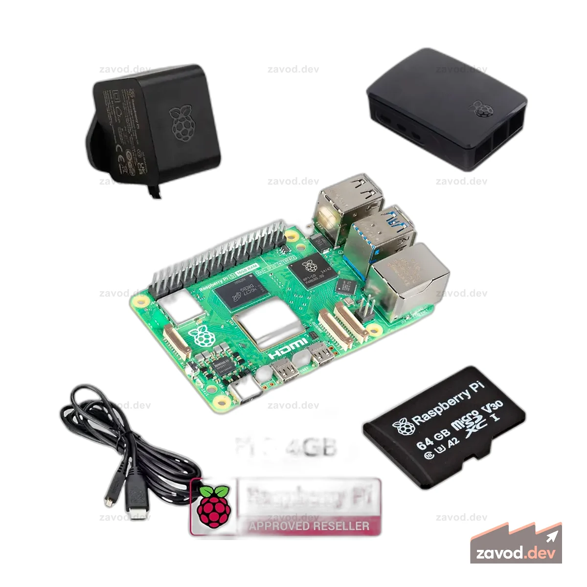 Стартовый комплект Pakronics® Raspberry Pi® 5 4 ГБ — черный