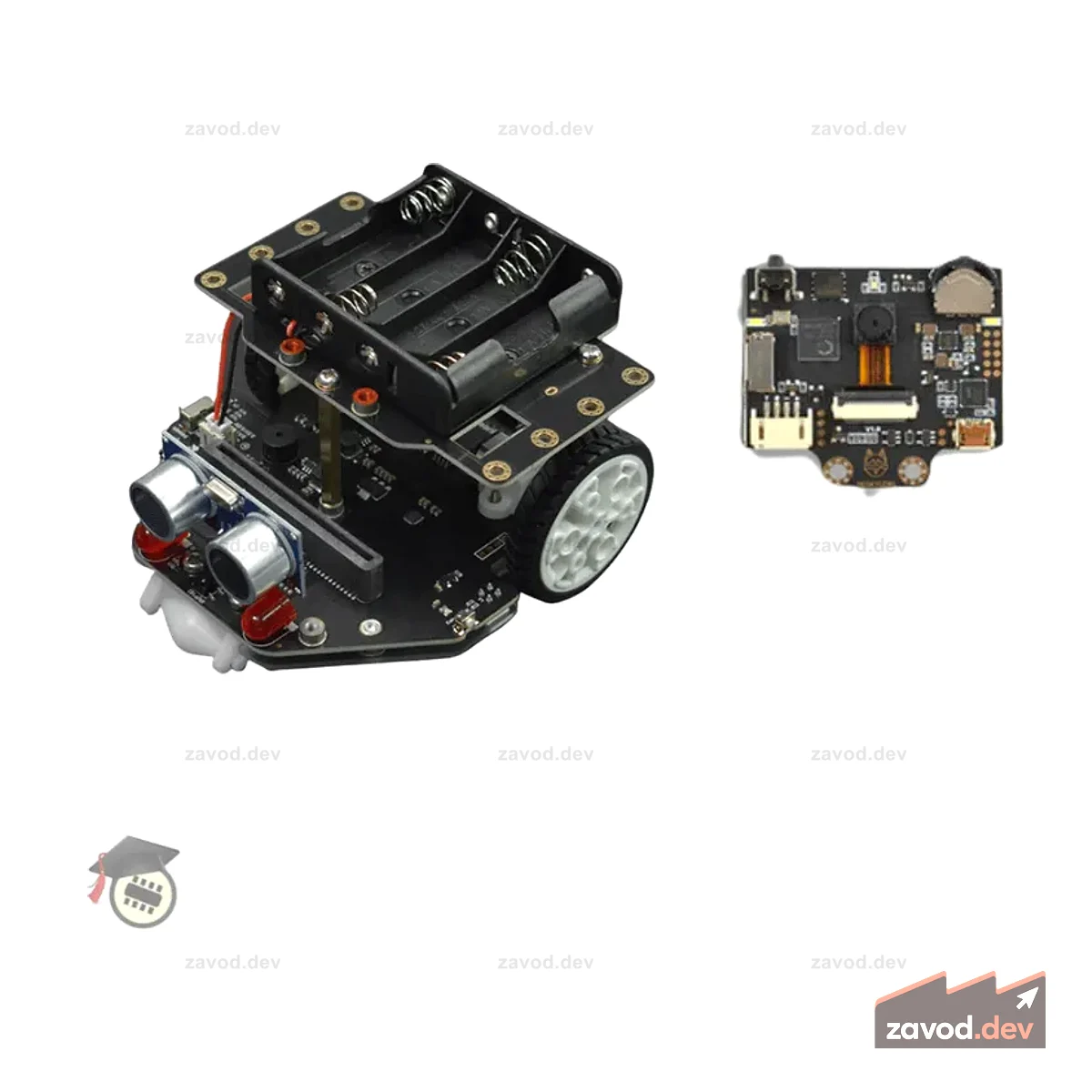 micro:Maqueen Plus V2 (никель-металлгидридная аккумуляторная батарея) с линзами HUSKYLENS