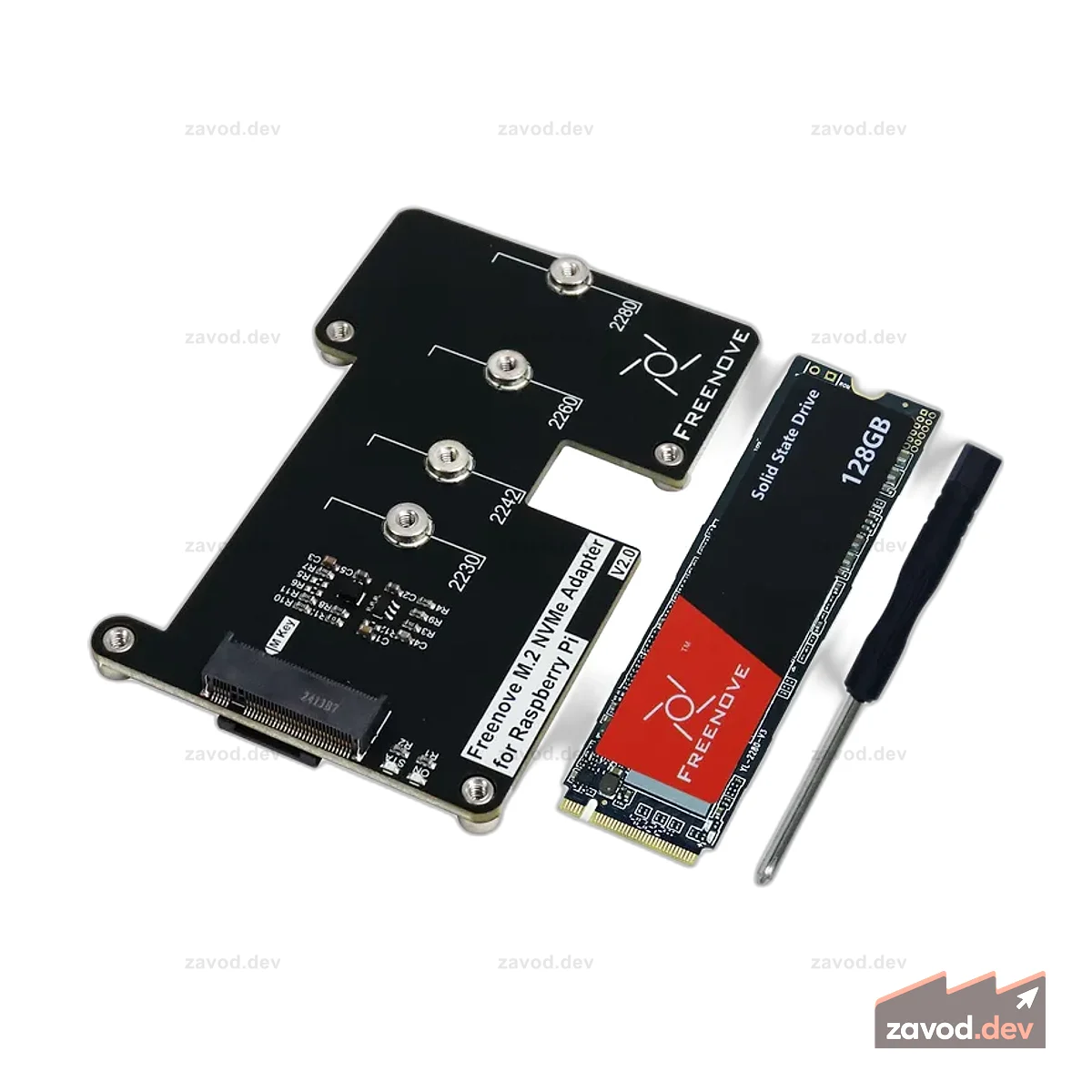 Адаптер Freenove M.2 NVMe V2 для Raspberry Pi 5 с твердотельным накопителем 128 ГБ, 256 ГБ, 512 ГБ, дополнительной платой M.2 HAT, твердотельным накопителем, проверенной скоростью PCIe 2.0/3.0 800 МБ/с