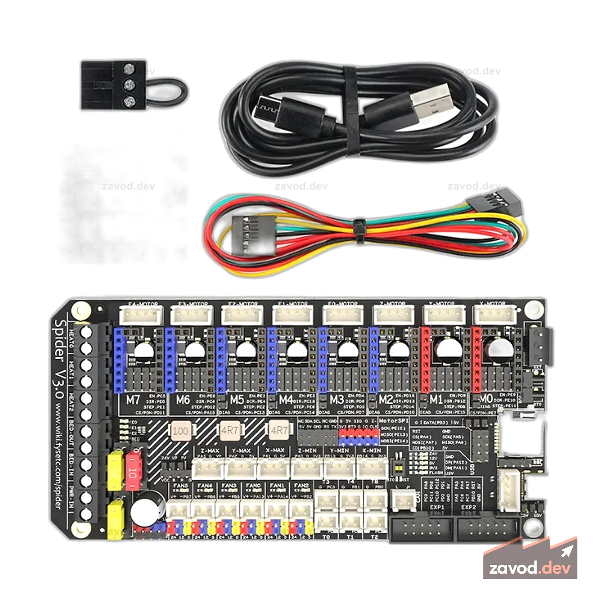 FYSETC Новая обновленная материнская плата Spider V3.0 32Bit STM32F446 Поддержка материнской платы управления Klliper/Marlin/RRF с интерфейсом CAN для Voron