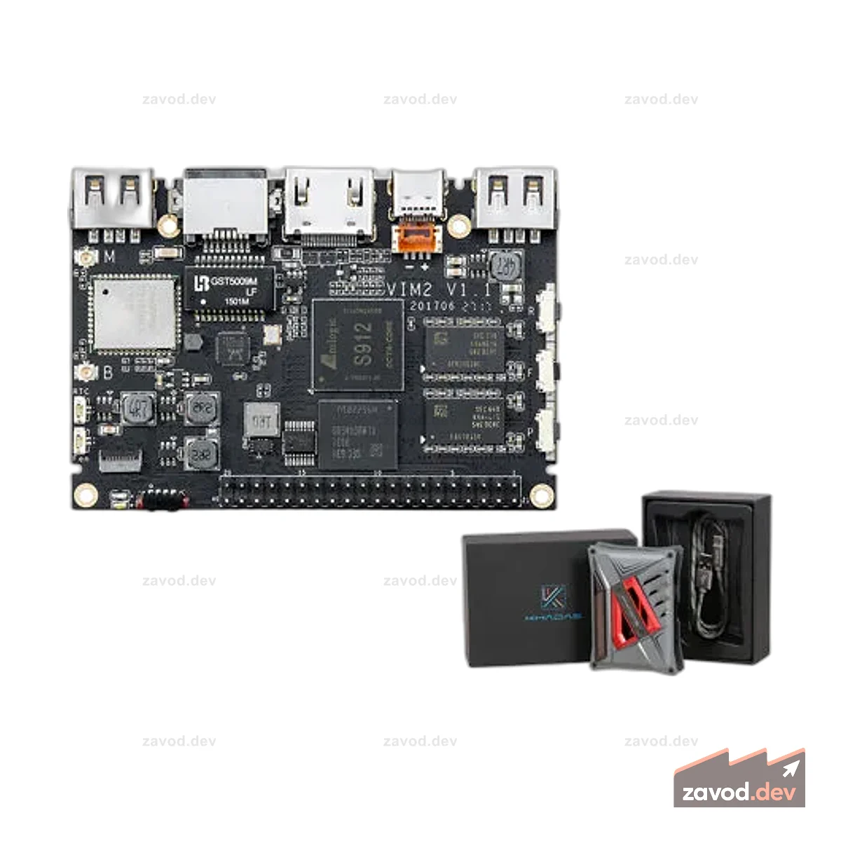 Khadas VIM2 Max SBC/TV Box с открытым исходным кодом 3 ГБ + 64 ГБ Wi-Fi Gigabit LAN с мультисистемной совместимостью WOL 4K
