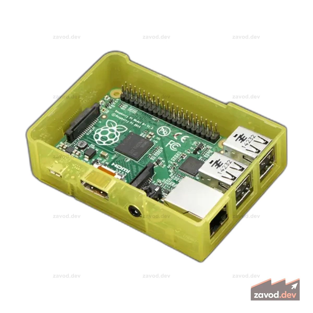 Основание корпуса Pi Model B+ / Pi 2 / Pi 3 — желтый