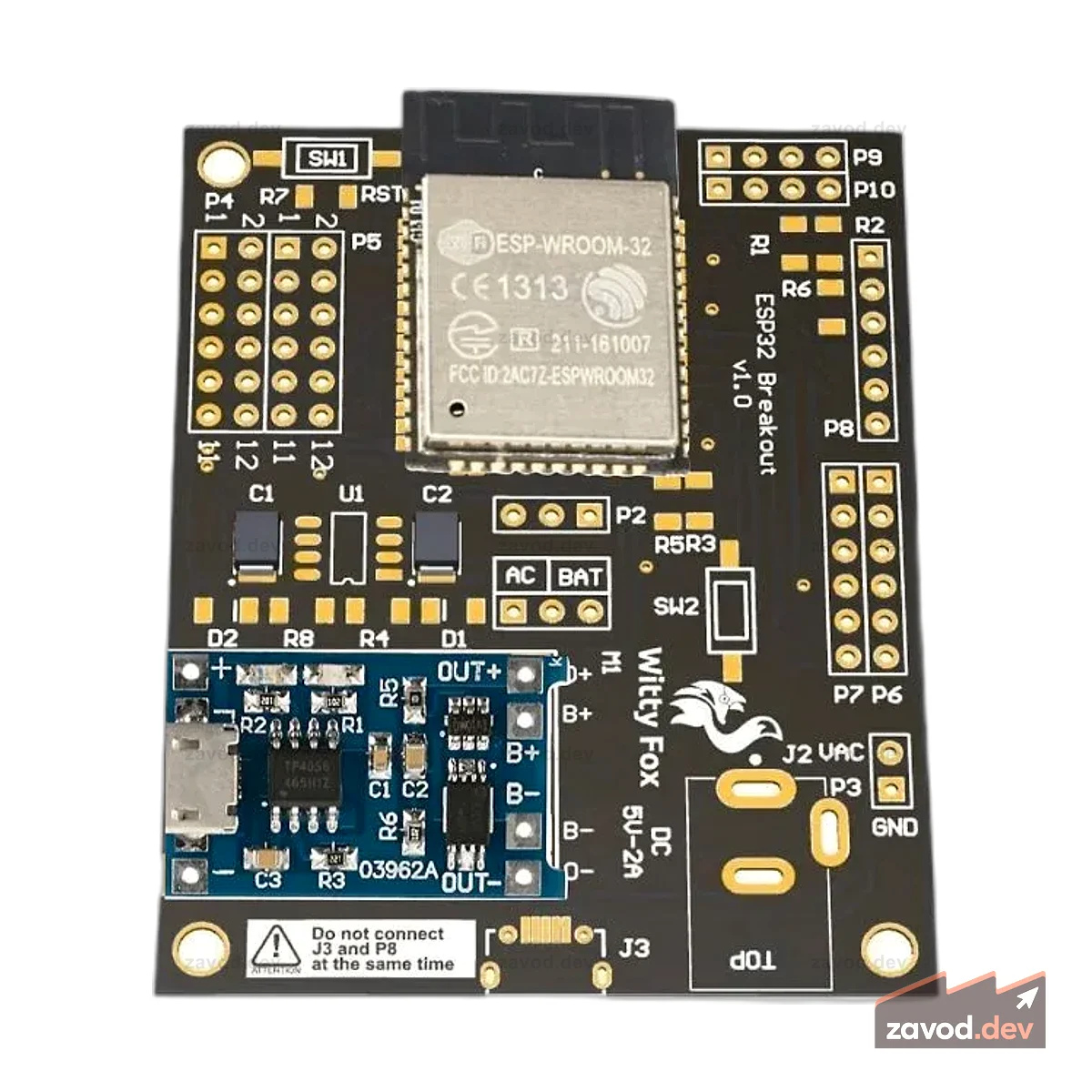 Witty Fox - Штормовая плата ESP32 с поддержкой зарядки аккумулятора и беспроводного программирования