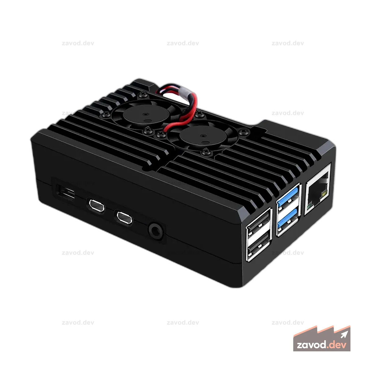 Алюминиевый корпус с двойным вентилятором 2510 для Raspberry Pi 4