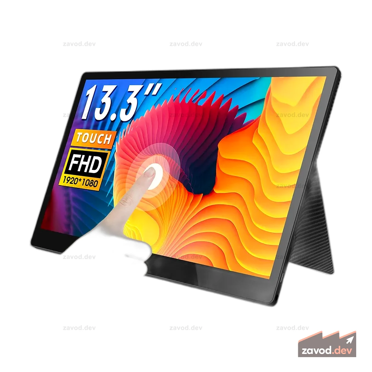 CrowVi Супертонкий 13,3-дюймовый портативный монитор IPS HD с сенсорным экраном и разрешением 1920x1080 пикселей с сенсорным экраном