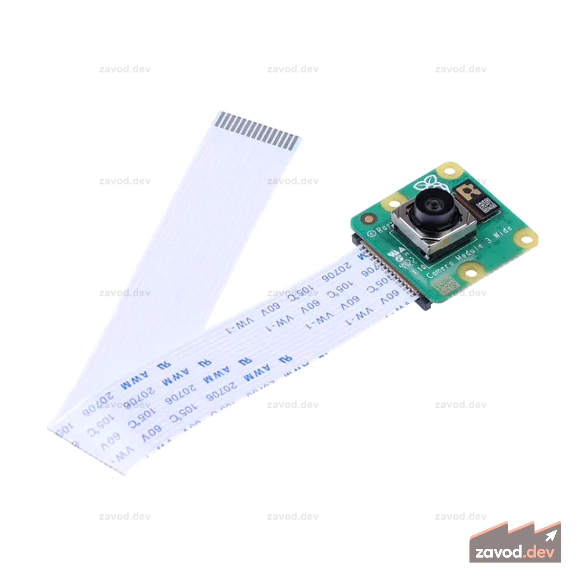 Модуль камеры Raspberry Pi 3 Wide — Sony IMX708, 4608 × 2592 пикселей, угол обзора по диагонали 120 градусов, ИК-фильтр, автофокус