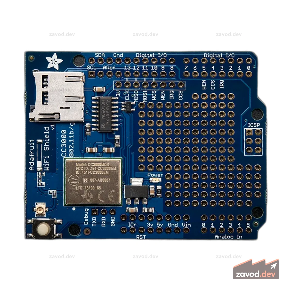 Adafruit CC3000 WiFi Shield с разъемом uFL для внешней антенны