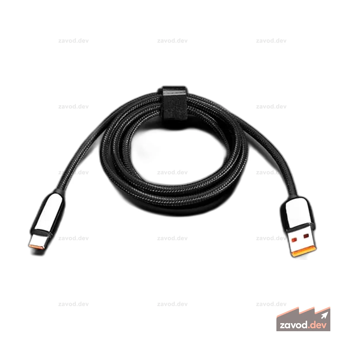 Черный тканый кабель USB A — USB C с дисплеем мощностью 66 Вт — 1 метр