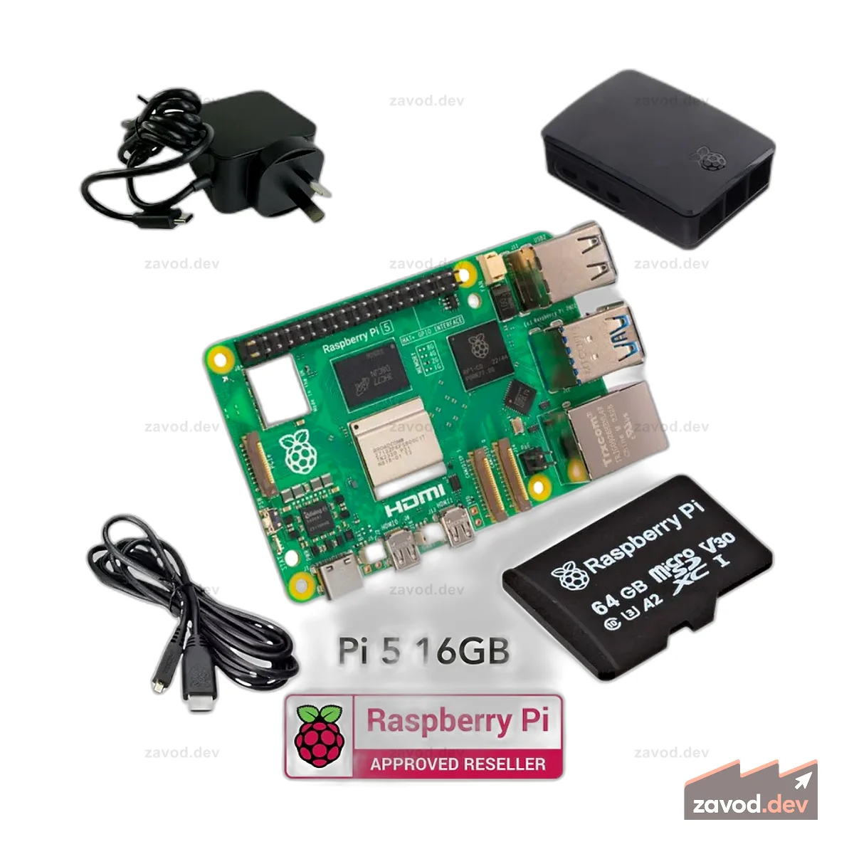 Стартовый комплект Pakronics® Raspberry Pi® 5 16 ГБ — черный
