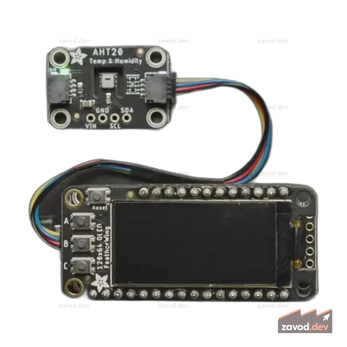 Adafruit FeatherWing OLED — надстройка OLED 128x64 для Feather