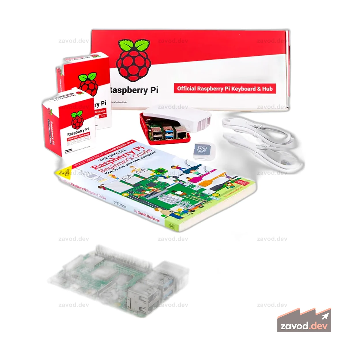 Настольный комплект Pakronics® Raspberry Pi® 4 1 ГБ с монитором (красный/белый)